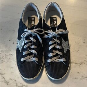 Golden Goose Black Sneakers with Glitter Accents. Size 40